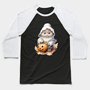 Cute Pumpkin Cat Baseball T-Shirt